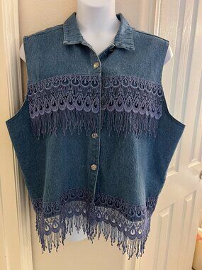 Vintage St. Joanne Denim Vest - Size 2XL
